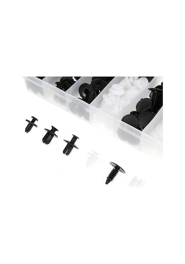 Shineyee 150 Adet Otomobil Plastik Nylon Kancalar Seti - Vana, Panjur, Kapı Döşemeleri Tamiri İçin Çeşitli Tipte Tutucular Kutulu