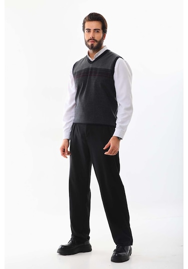 Pelikan Erkek Desenli V Yaka Süveter 9602 Lacivert