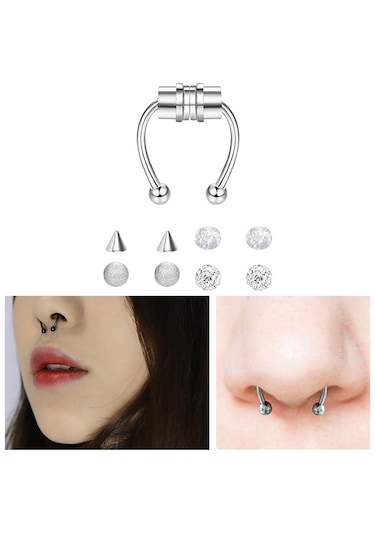 Suntek Kadınlar Için Manyetik Sahte Parlak-gümüş-1,2x8x3mm Gümüş