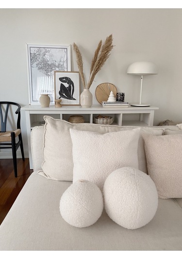 Teddy Top Yastık Naturel Beyaz Büyük Beyaz