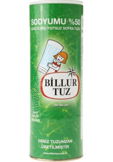 Billur Tuz Sodyumu %50 Azaltılmış İyotsuz Sofra Tuzu 500 G