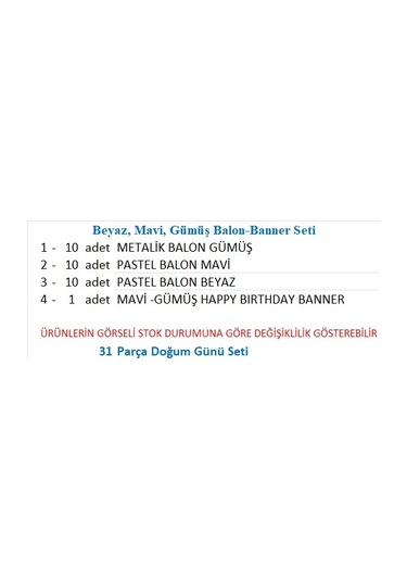 Beyaz, Mavi, Gümüş Balon-banner Seti