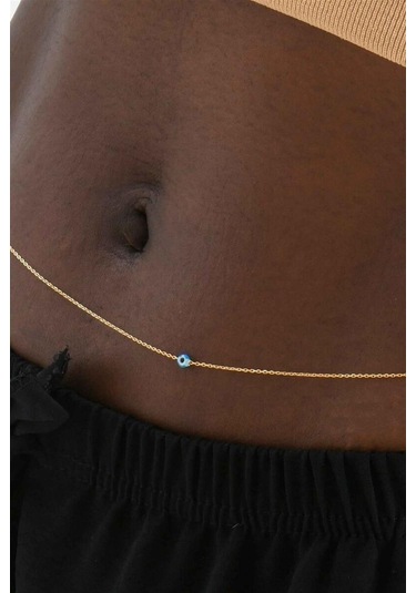 Nazar Boncuklu 925 Ayar Gümüş Bel Zinciri-1656