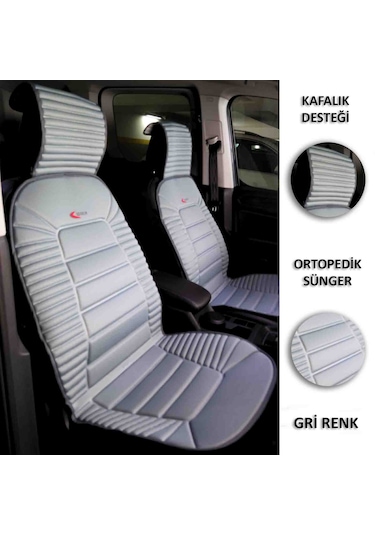 Lüks Oto Koltuk Minderi Ortopedik Kalın Süngerli 2 Li Set Gri