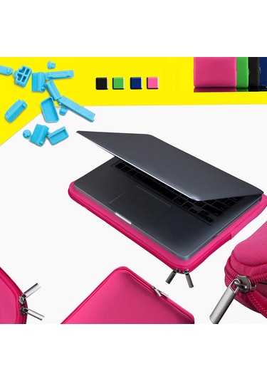 Aubyhe 15"-15.6" Dizüstü Bilgisayar & Ultrabook Kılıfı - Pembe, Kabarcık Yastıklı Koruma, Hızlı Fermuar Açılışlı Zarf Desenli Pembe