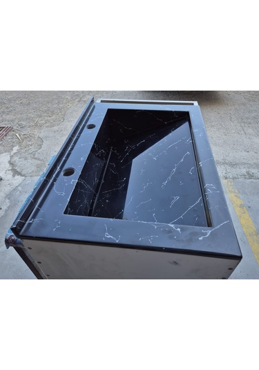 Dökme Akrilik Berber Lavabosu Siyah 70x48 Cm Siyah