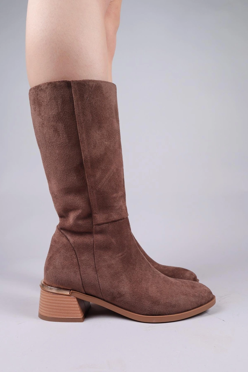 Faye Süet Yarım Çizme Kahverengi-8419 Kahverengi