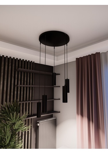 Zenya Siyah Renk 5'li Spot Avize- Modern Tavan Sarkıt, Gu10 Duy