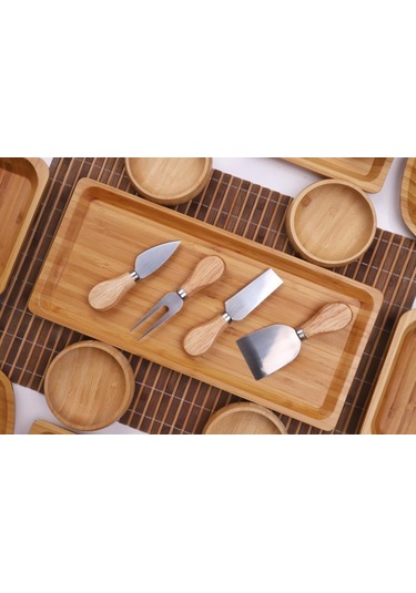 Atbyhome Bambu Loft 6 Kişilik 31 Parça Doğal Bambu Kahvaltı Takımı - Kahvaltı Seti Sunum Seti Bambu