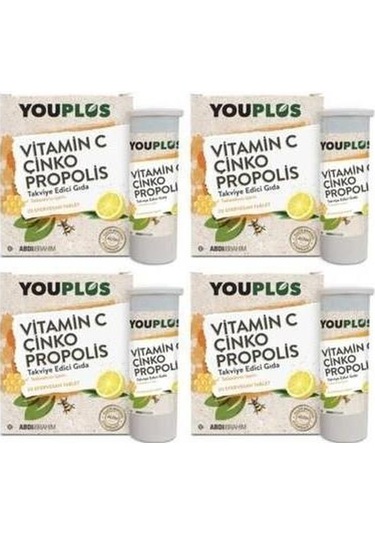 Youplus Vitamin C Çinko Propolis 20 Efervesan TabletYouplus Vitamin C Çinko Propolis 20 Efervesan Tablet x  4 Adet