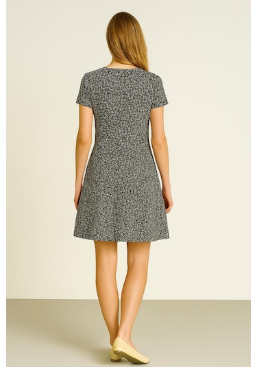 2 Adet Dökümlü Rahat Kalıp Günlük Penye Kumaş Elbise Ekru - Kahverengi