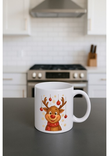 Kupa Yılbaşı Görselli Bardak Krem