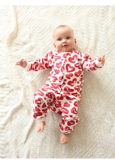 Solnysko 3'lü Düğmeli Yenidoğan Body Takımı 256182013 Kırmızı