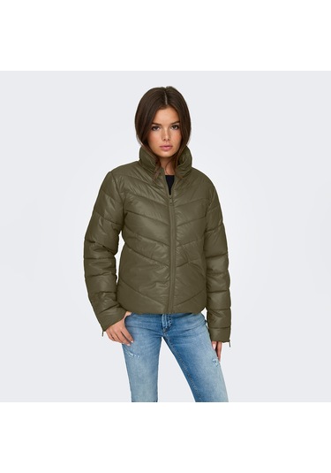 Jacqueline De Yong Fiona Life Short Kadın Yeşil Dik Yaka Ceket Yeşil