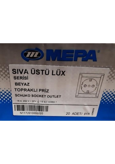 20  Adet Sıva Üstü Topraklı Priz