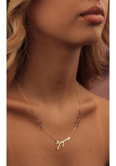 Diamine 14 Ayar Altın 3 İsimli Kolye