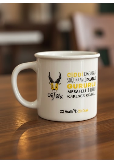 Oğlak Burcu Porselen Kupa Bardak 250cc Beyaz