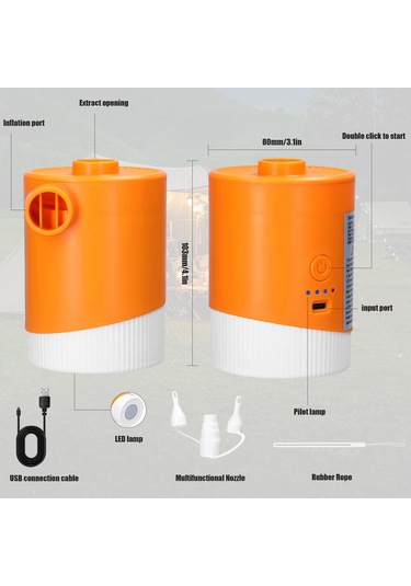 Geeksen Hs-8406 Usb Li-poly Akülü Hava Pompa - Taşınabilir Dış Mekan Kullanıma Uygun 5000pa Şişir-emme Fonksiyonlu Bej Renkli Renkli Kutuda