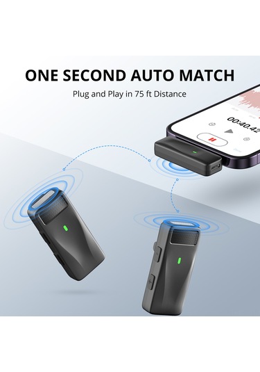 Reedark Kablosuz Yaka Mikrofonu - Çift Vericili, 40m Menzil, Gürültü Azaltma, 8 Saat Pil Ömrü, Podcast & Video Çekimleri İçin