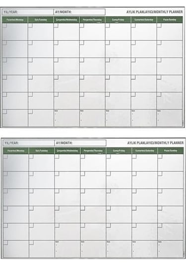 Manyetik Yapışkanlı Bir Aylık Program Planlayıcı Takvim 85x56 Cm Renkli