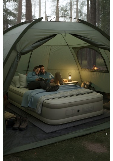 Robo Kendi Kendine Şişen Otomatik Çift Kişilik Yatak Bej