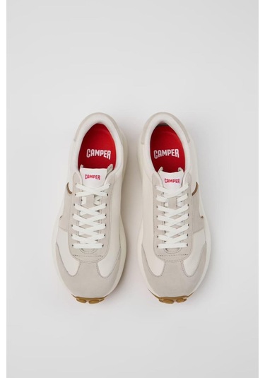 Kadın Pelotas Athens Deri & Süet Sneakers - Beyaz-10105 Koyu Kahverengi