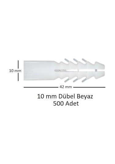 Dübel, 10 mm Plastik Beyaz Dübel 500 adet