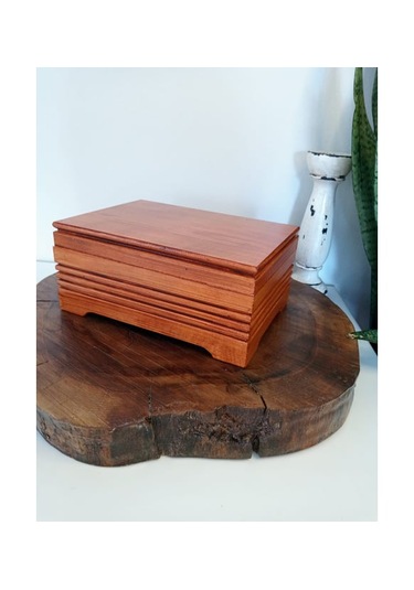 El Boyaması Eskitme Kahve Rengi Bölmeli Ahşap Kutu