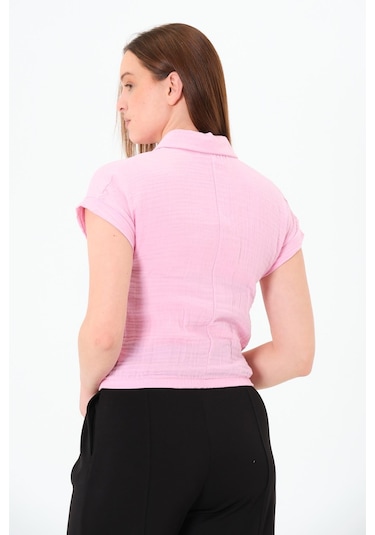 Sortie Collection Müslin Cep Baskılı Cepli Gömlek Pembe