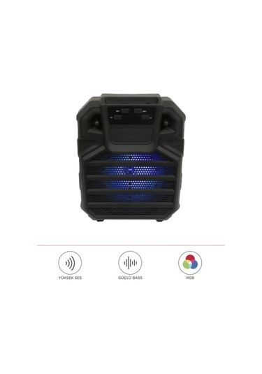 1397 Siyah 6,5 İnc Rgb Ledli Taşınabilir Bluetooth Hoparlör Parti Speaker