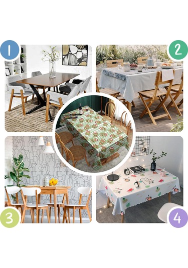 Noel Desenli Dikdörtgen Masa Örtüsü 60x84 İnç, Su Geçirmez Ve Leke Tutmaz Noel Ayı Çizgili