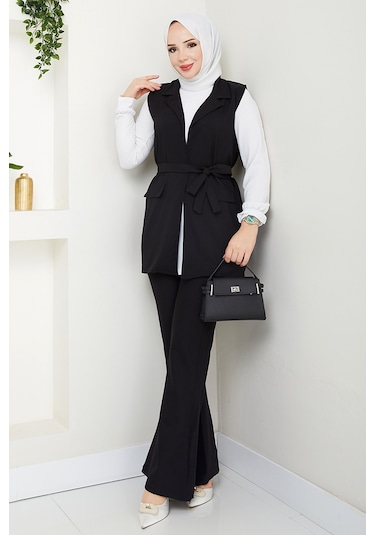 Niyar Yelek Pantolon İkili Takım 1530 - Siyah Siyah
