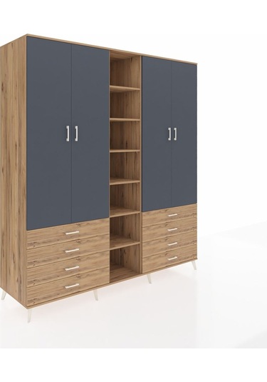 Kronos Dolap 10 Raflı 8 Çekmeceli 2 Askılı 220x59x243 Çam-antrasit/çam Antrasıt/atlas Çam Kronos Dolap 10 Raflı 8 Çekmeceli 2 Askılı 220x59x243 Çam-antrasit/çam Antrasıt/atlas Çam