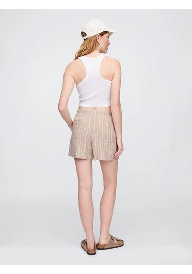 Gap 713422002 V-linen 4 In Easy Po Stripe Kadın Şort Haki