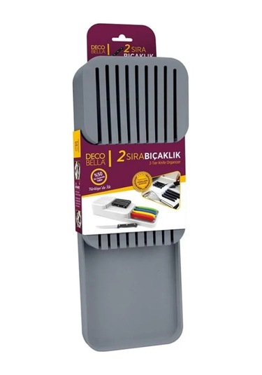 2 Sıra Bıçaklık Çekmece İçi Güvenli Bıçak Düzenleyici, Kaydırmaz Şık Ve Pratik Mutfak Çözümü Diğer