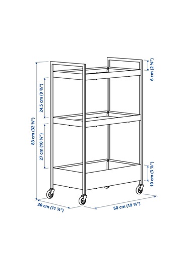Nıssafors Banyo Düzenleyici, Banyo Servis Arabası, Bej, 50,5x30x83 Cm Bej