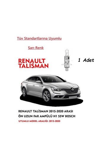 Renault Talisman 2015-2020 Uyumlu Arası Ön Uzun Far Ampülü Sarı 1 Adet