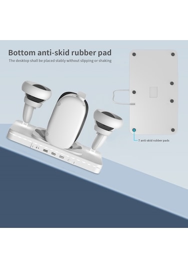 Createtech Meta Quest 2 Masaüstü Braketi Rgb Işık Kablosuz Şarj Standı Beyaz/