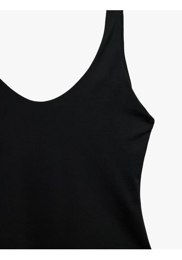 Koton Slim Fit U Yaka Kalın Askılı Bodysuit Siyah 6sak10265ek