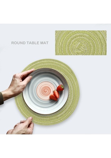 Flybuy Isıya Dayanıklı Kaymaz Amerikan Servis Matı, Yıkanabilir Çimen Yeşili, 18 Cm, 4 Adet Çimen Yeşili