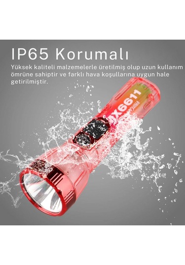 Şarjlı Ultra Güçlü 3 Farklı Işık Modlu Lityum Pilli El Feneri Su Geçirmez El Feneri Avcı Kamp Feneri Çok Renkli