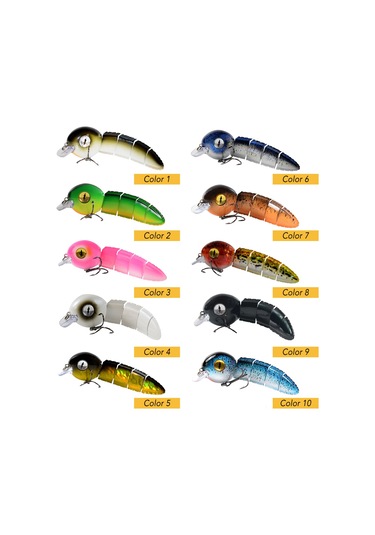 Yuntech01 5 Bölümlü Canlı Yüzme Davranışı Sağlayan, Keskin Üçlu İğneli Abs Malzeme Balık Yemi - 15.2cm, 40g