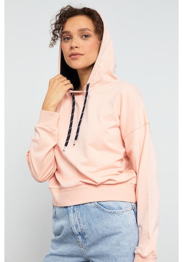 Tommy Life Pembe Uzun Kol Rahat Form Kapüşonlu Kadın Sweatshirt - 97115 Pembe Tommy Life Pembe Uzun Kol Rahat Form Kapüşonlu Kadın Sweatshirt - 97115 Pembe