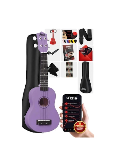 Midex Ukx-901prp Mor Soprano Ukulele Askı Çanta Metod Pena