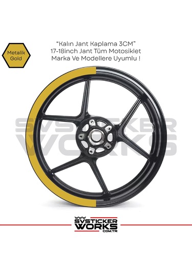 Motosiklet Jant Şeridi Jant Sticker Yarım Kaplama Daire 17-18 İnch Jant Motor Uyumlu Altın