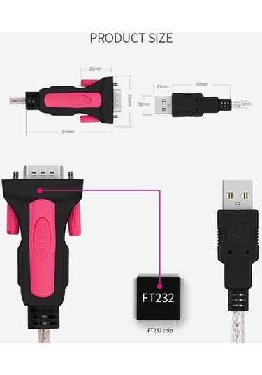 Pazly Usb2.0-rs232 Adaptör Kablo, Ft232 Çip, Win10 Tak Ve Çalıştır, Modem Ve Tarayıcı İçin 1.8m