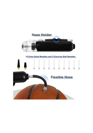 Spor Topları İçin Basketbol Topu Pompası 10 Adet İğne Ve 2 Adet Nozul İle