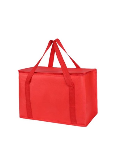 Büyük Yalıtımlı Piknik Çantası Fermuarlı Öğle Yemeği Çantası Yeniden Kullanılabilir Market Taşıma Çantası Kamp Piknik Seyahat İçin İçecek Soğutucu Çanta Kırmızı