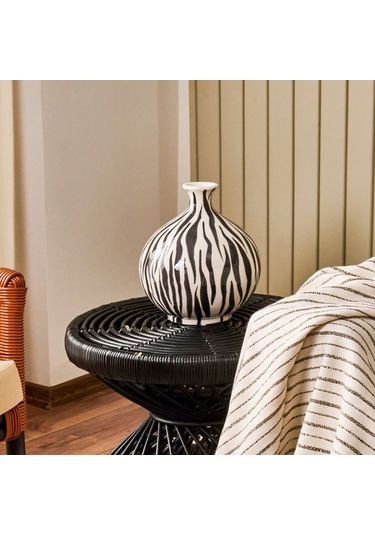 Evidea Deco Elegant Curves Vazo - Siyah / Beyaz - 28 Cm Siyah / Beyaz