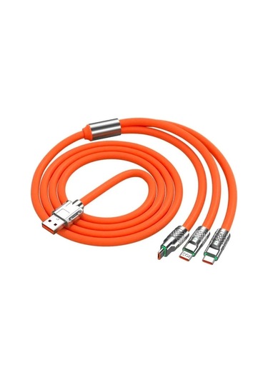 3 İn 1 Type-c + Micro Usb + Lightning Hızlı Şarj Kablosu Silikon Kablo 1 Metre Opp Ambalaj 4434